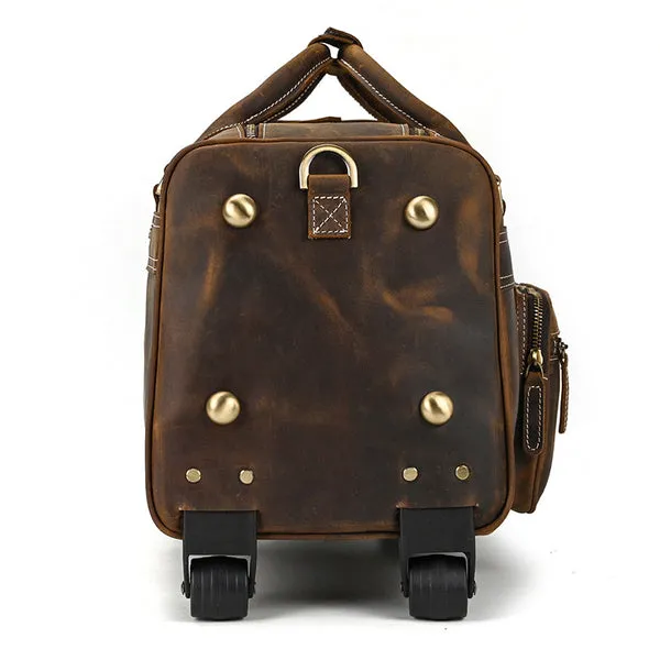 Vintage Full Grain Leather Travel Bag Handmade Leather Duffle Bag Holdall Trolley Luggage Bag
