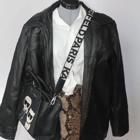 Vintage Genuine Leather Zip-Up Suit Jacket - Thrifted &amp; Gently Worn - XXXL