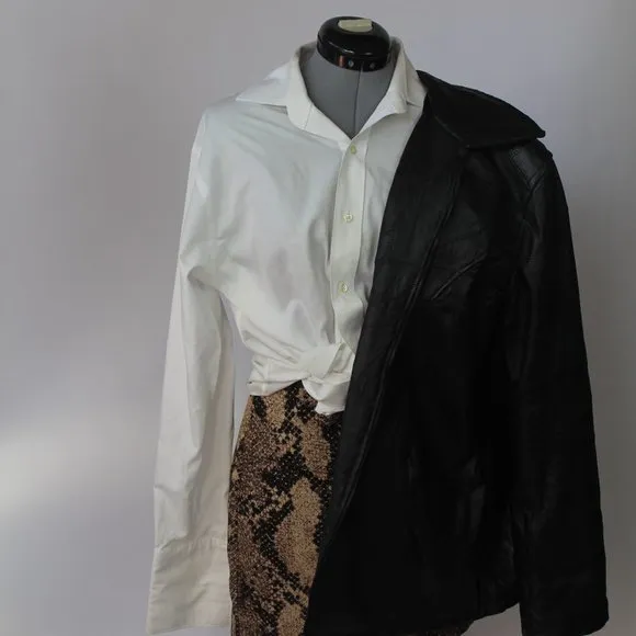 Vintage Genuine Leather Zip-Up Suit Jacket - Thrifted &amp; Gently Worn - XXXL