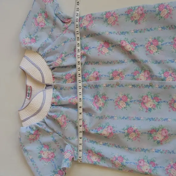 Vintage Lady Manhattan Quilted Granny Mumu Housedress Robe XXL Blue Pink Duster