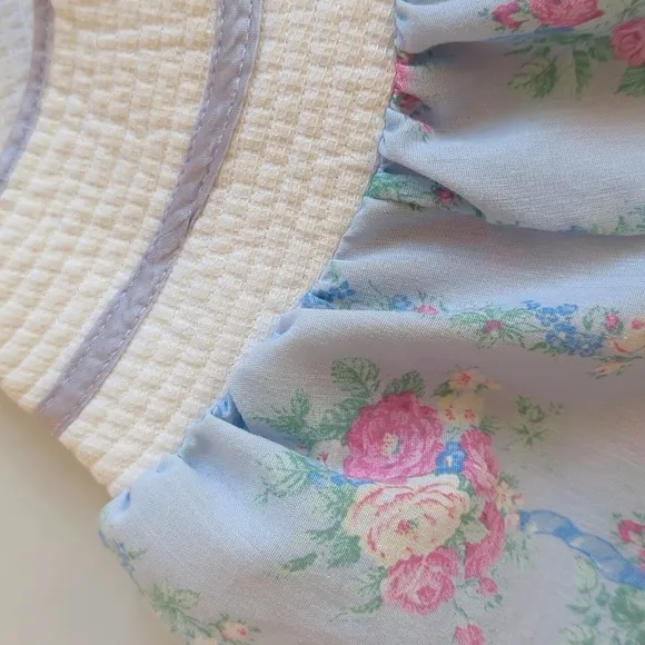 Vintage Lady Manhattan Quilted Granny Mumu Housedress Robe XXL Blue Pink Duster