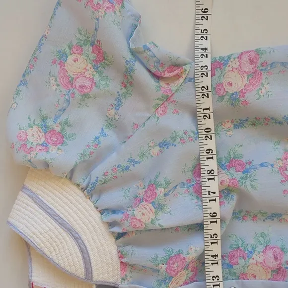Vintage Lady Manhattan Quilted Granny Mumu Housedress Robe XXL Blue Pink Duster