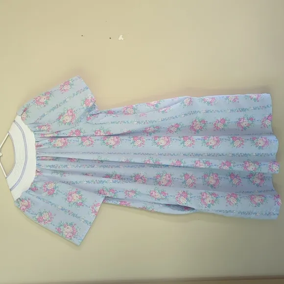 Vintage Lady Manhattan Quilted Granny Mumu Housedress Robe XXL Blue Pink Duster
