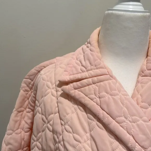 Vintage Long Belted Pink Quilted Robe Bed Jacket Coat 1940
