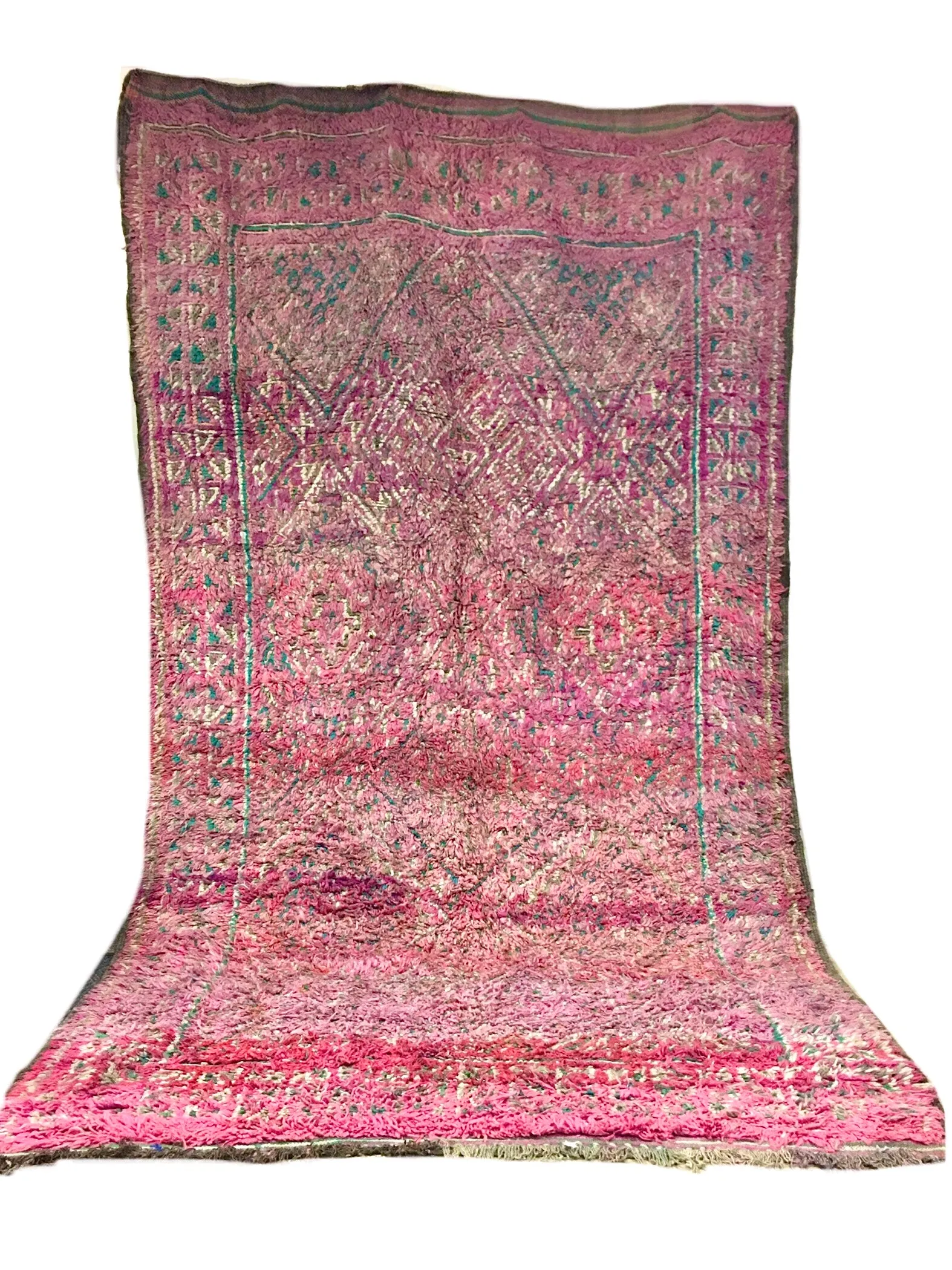 Vintage Magenta   Teal Beni Mguild  7’x11’