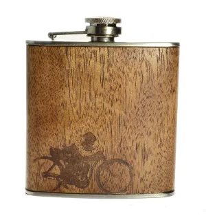 Vintage Motorcycle -  Mahogany Wood Flask with Monogram Option