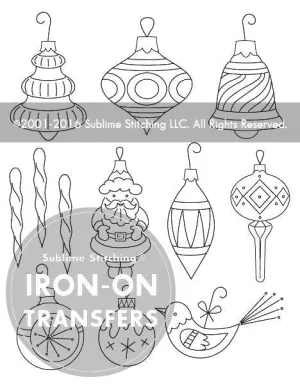 Vintage Ornaments Embroidery Transfer Pattern