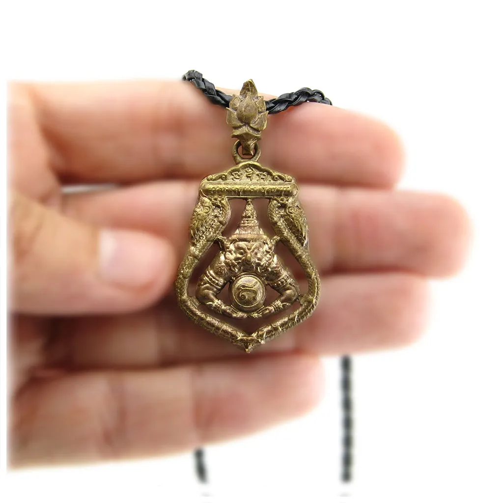 Vintage Phra Rahu Eats The Sun Hindu & Buddhist Eclipse Protection Amulet