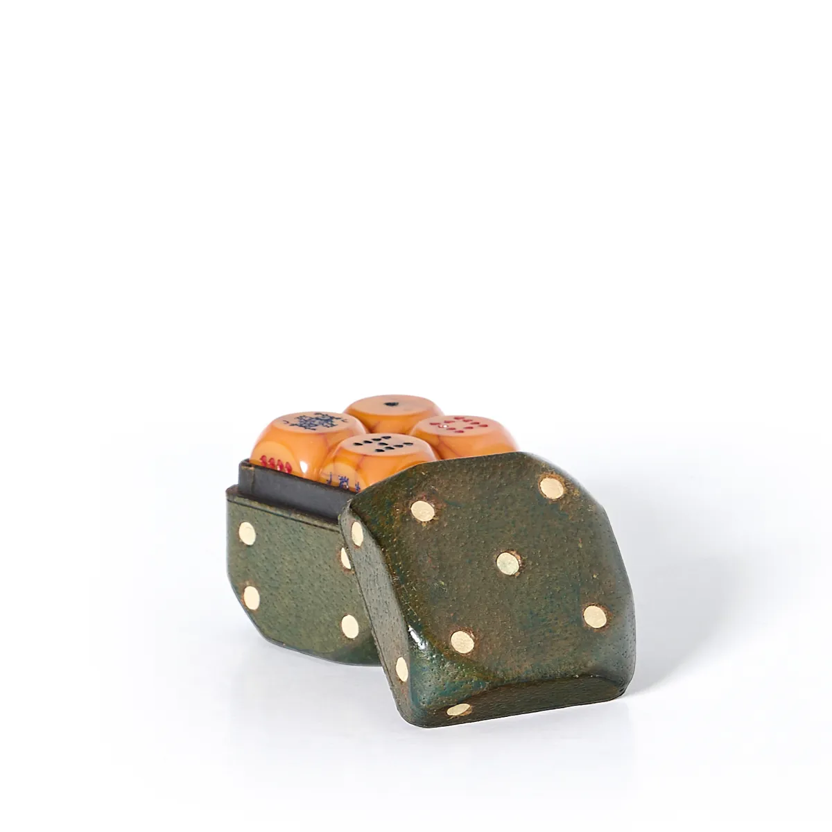 Vintage Poker Dice & Leather Box
