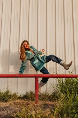 Vintage Teal Quilted Coat