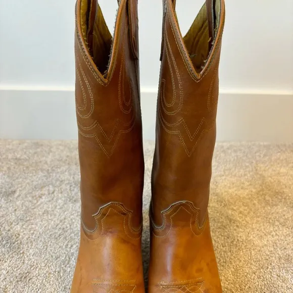 Vintage Texas Brand Cowboy Boot Brown Leather Western