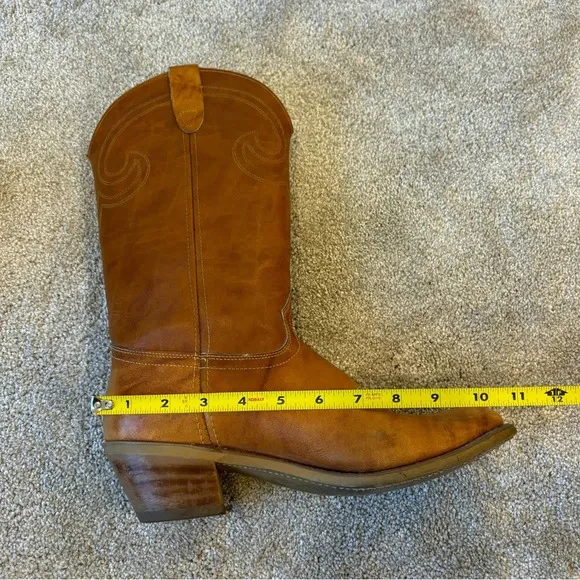 Vintage Texas Brand Cowboy Boot Brown Leather Western