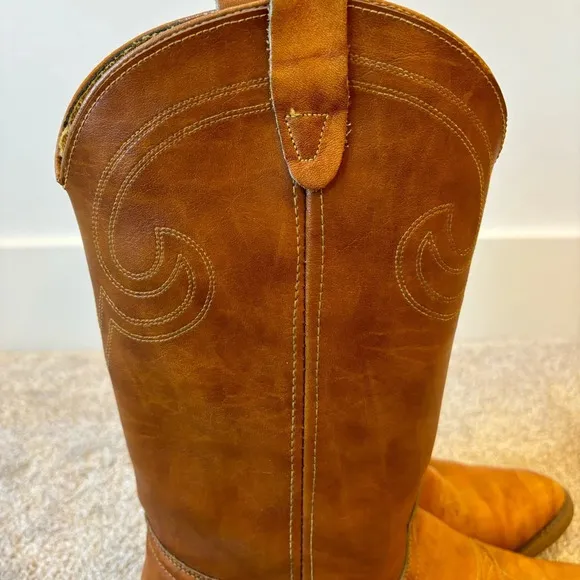 Vintage Texas Brand Cowboy Boot Brown Leather Western