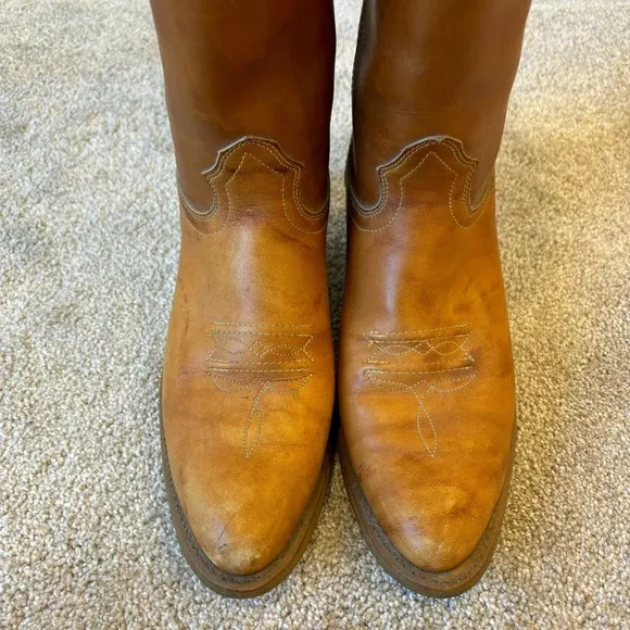 Vintage Texas Brand Cowboy Boot Brown Leather Western