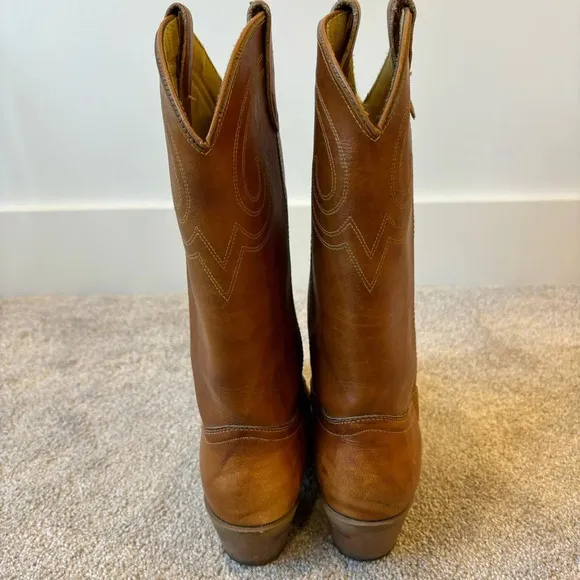 Vintage Texas Brand Cowboy Boot Brown Leather Western