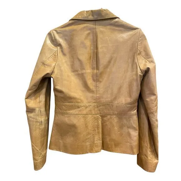 Vintage Wilson's Leather Maxima Camel Brown‎ Button Biker Style Collared Jacket