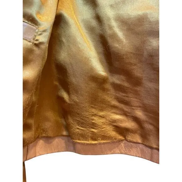 Vintage Wilson's Leather Maxima Camel Brown‎ Button Biker Style Collared Jacket
