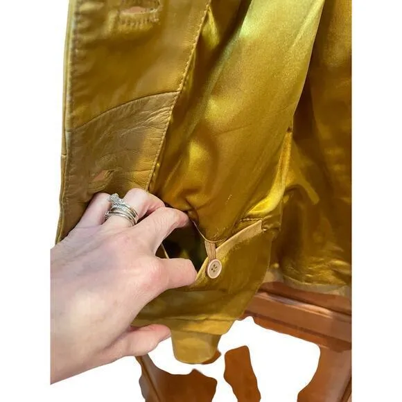 Vintage Wilson's Leather Maxima Camel Brown‎ Button Biker Style Collared Jacket