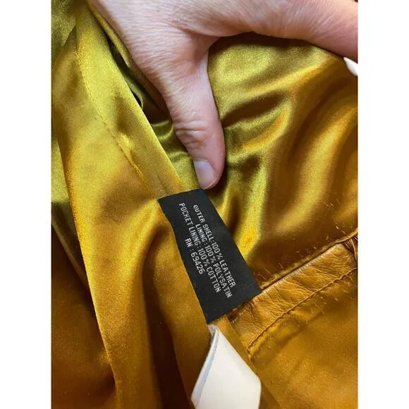 Vintage Wilson's Leather Maxima Camel Brown‎ Button Biker Style Collared Jacket