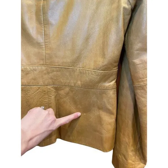 Vintage Wilson's Leather Maxima Camel Brown‎ Button Biker Style Collared Jacket