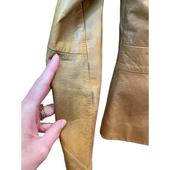 Vintage Wilson's Leather Maxima Camel Brown‎ Button Biker Style Collared Jacket
