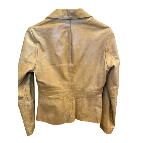 Vintage Wilson's Leather Maxima Camel Brown‎ Button Biker Style Collared Jacket