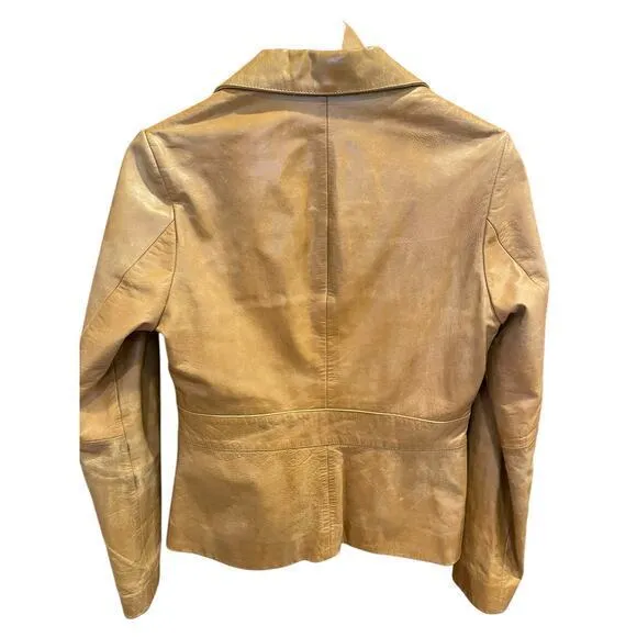 Vintage Wilson's Leather Maxima Camel Brown‎ Button Biker Style Collared Jacket