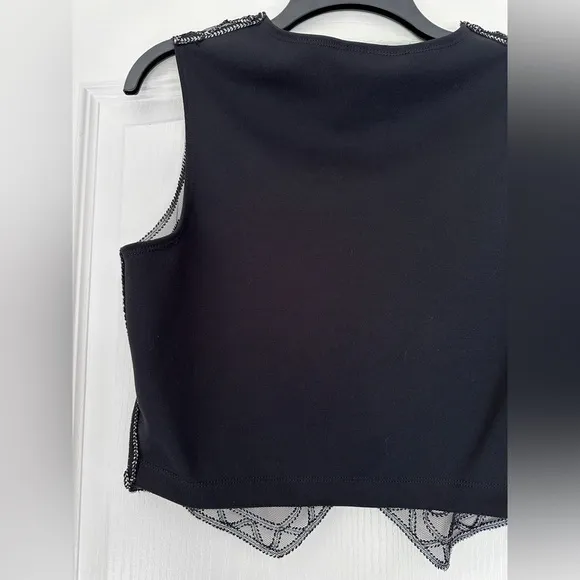 Vintage Wrangler Women’s Western Horse Show Vest Mesh Metallic Silver Black sz M
