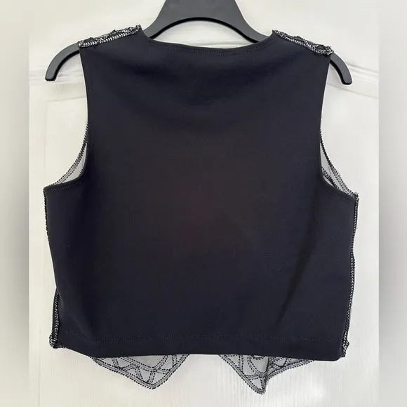 Vintage Wrangler Women’s Western Horse Show Vest Mesh Metallic Silver Black sz M