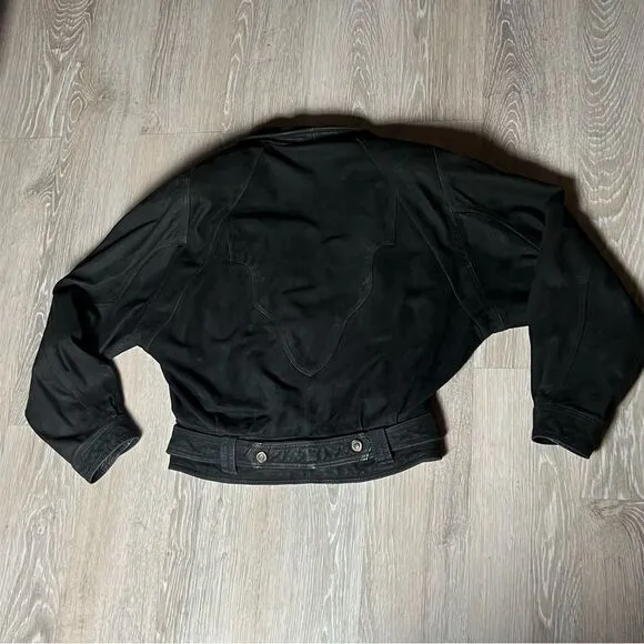 Vintage 80s 90s leather Bomber Black Adventure Bound Wilson’s Thinsulate Coat M