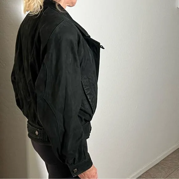 Vintage 80s 90s leather Bomber Black Adventure Bound Wilson’s Thinsulate Coat M