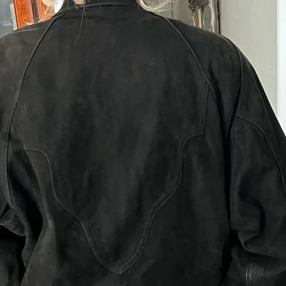 Vintage 80s 90s leather Bomber Black Adventure Bound Wilson’s Thinsulate Coat M