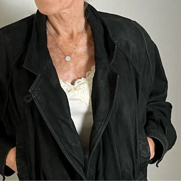 Vintage 80s 90s leather Bomber Black Adventure Bound Wilson’s Thinsulate Coat M