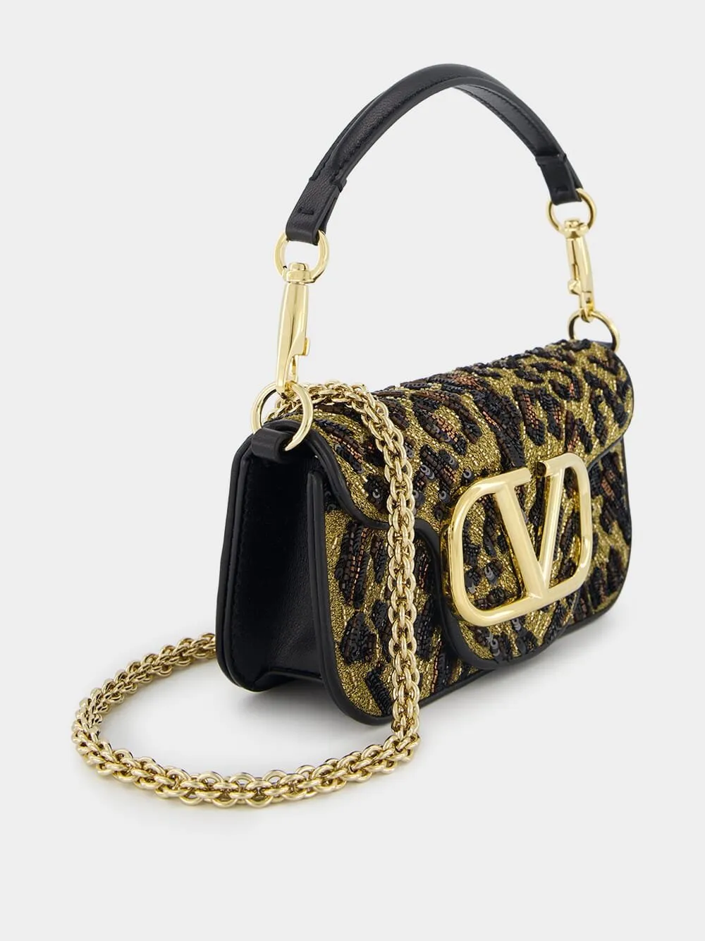 VLogo leopard-print crossbody bag