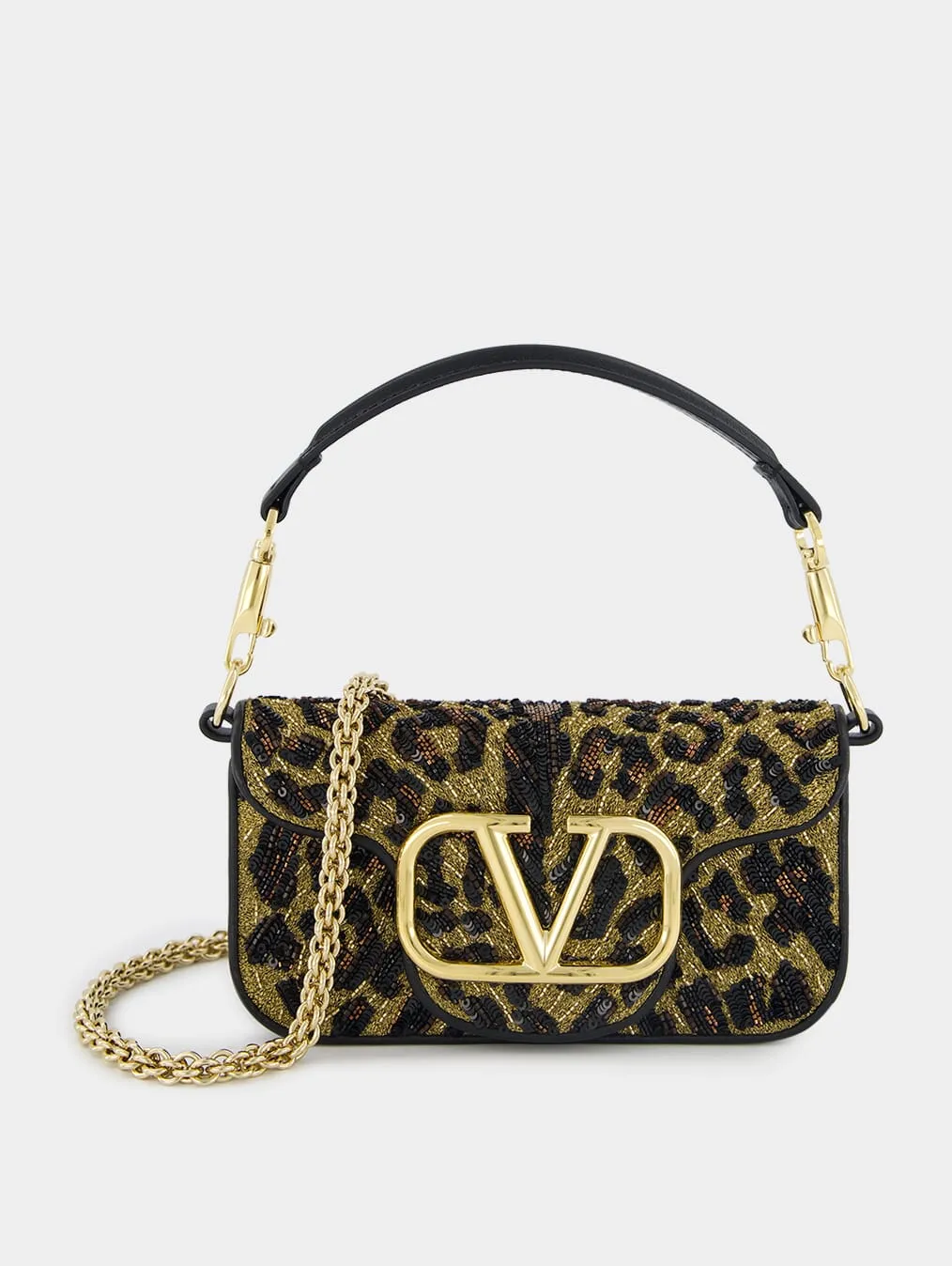 VLogo leopard-print crossbody bag