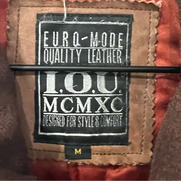 VTG Euro Mode IOU Floor Length Baggy Leather Wool Trench Coat Tan Insulated M
