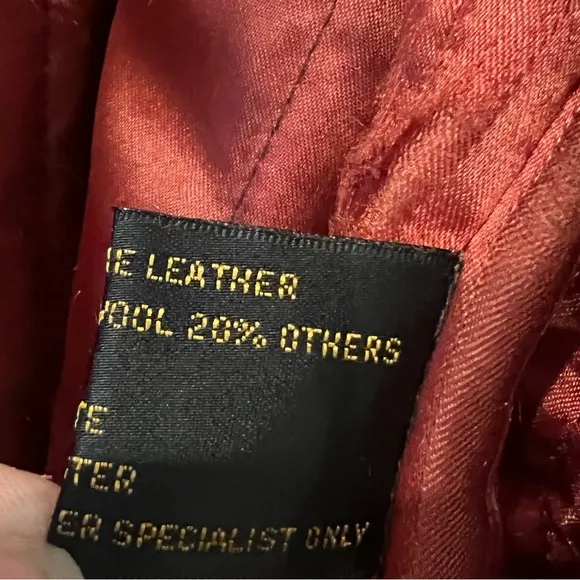 VTG Euro Mode IOU Floor Length Baggy Leather Wool Trench Coat Tan Insulated M
