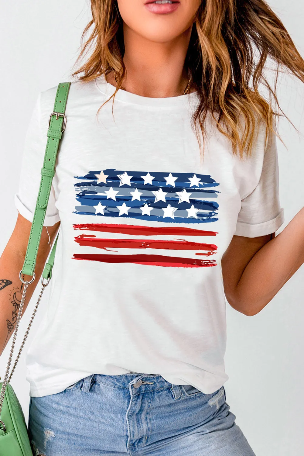 White American Flag Graphic Fashion Tee