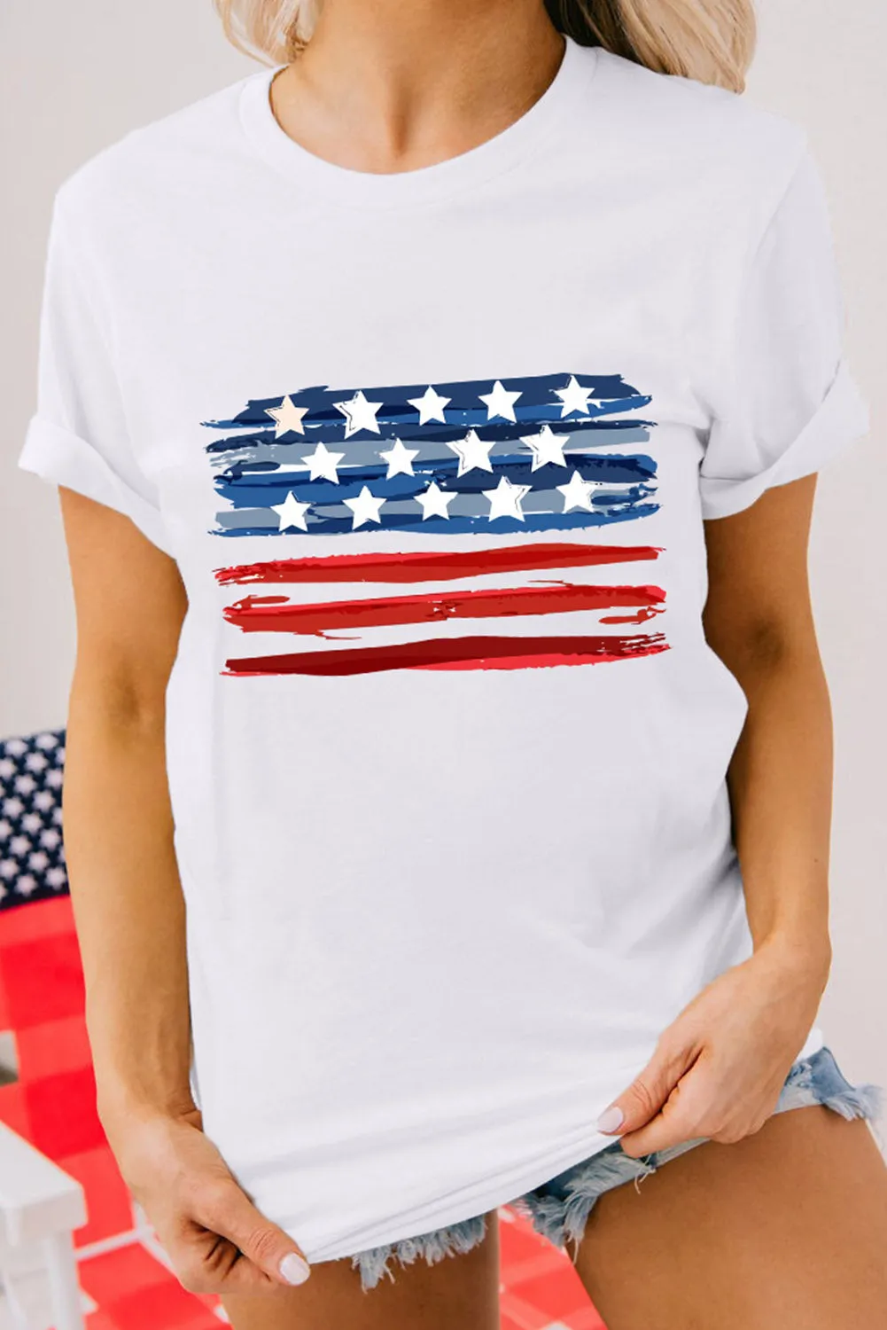 White American Flag Graphic Fashion Tee
