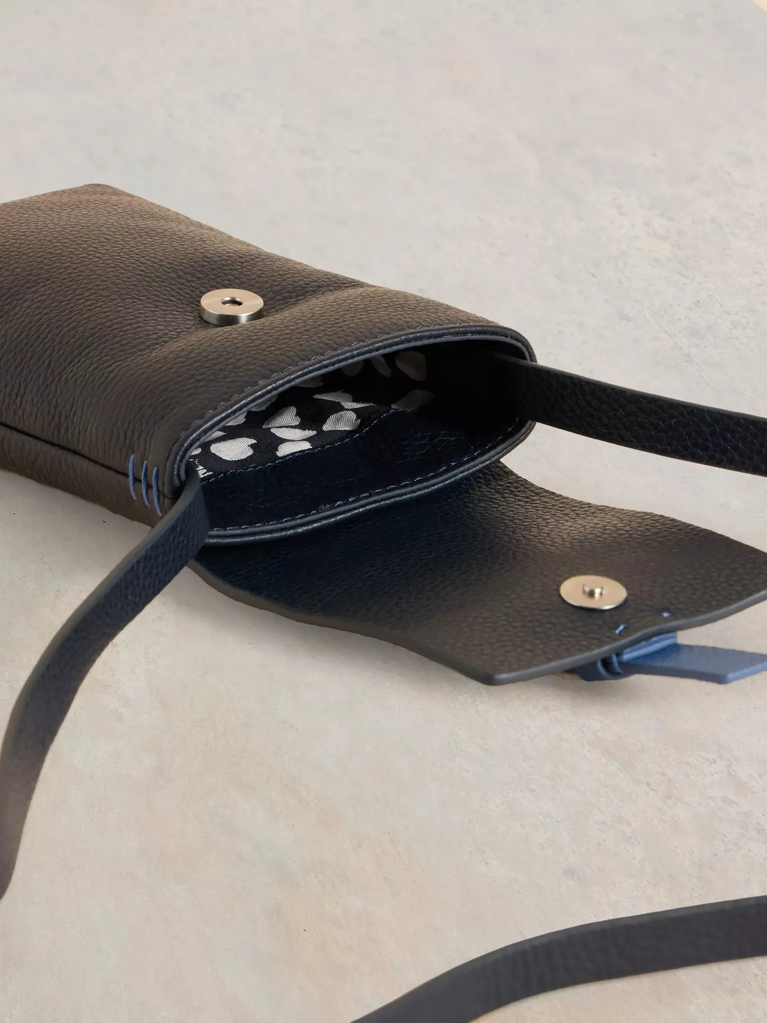 White Stuff Clara Buckle Leather Phone Bag French Navy