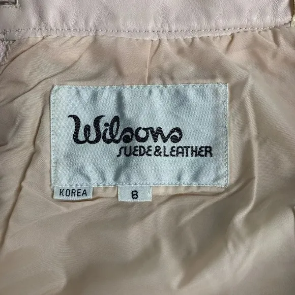 Wilson Leather Mini Skirt sz 8 Vintage Used retro 90s 80s Light Pink