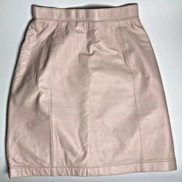 Wilson Leather Mini Skirt sz 8 Vintage Used retro 90s 80s Light Pink