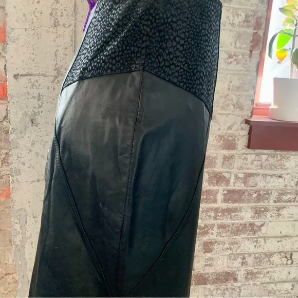 Winlit Womens Black Leather High Waisted Vintage Skirt Deadstock Size 9/10