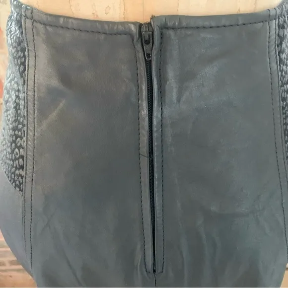 Winlit Womens Black Leather High Waisted Vintage Skirt Deadstock Size 9/10