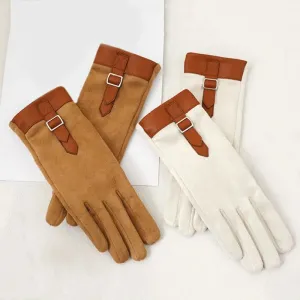 Women Fashion Elegant Business Style Suede Keep Warm Touch Screen Gloves Drive Skiing Cycling Not Bloated Fleece