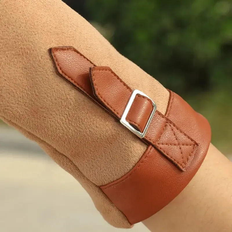 Women Fashion Elegant Business Style Suede Keep Warm Touch Screen Gloves Drive Skiing Cycling Not Bloated Fleece