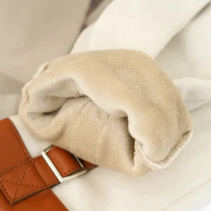 Women Fashion Elegant Business Style Suede Keep Warm Touch Screen Gloves Drive Skiing Cycling Not Bloated Fleece