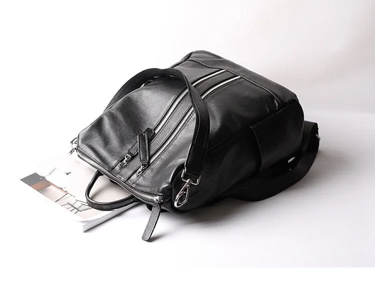 Women Leather Shoulder Bag Convertible Backpack, Full Grain Leather Backpack Purse