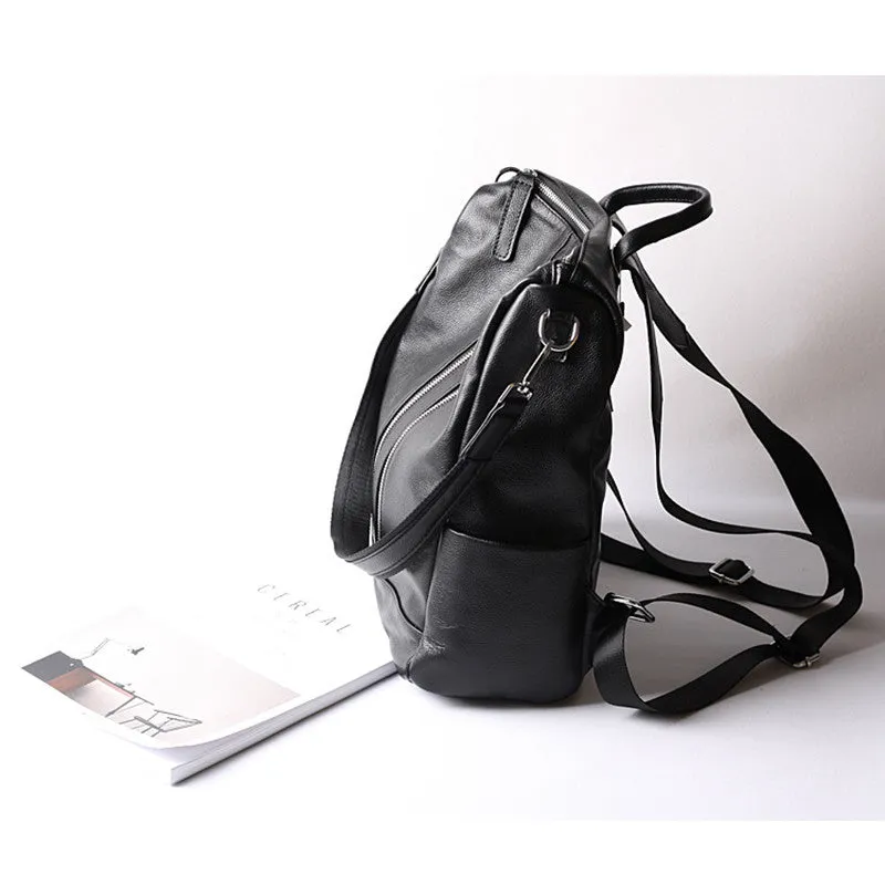 Women Leather Shoulder Bag Convertible Backpack, Full Grain Leather Backpack Purse