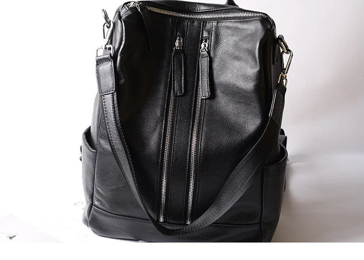 Women Leather Shoulder Bag Convertible Backpack, Full Grain Leather Backpack Purse